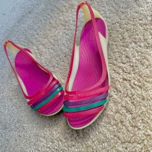 Crocs Women’s Colorblock Slingback Sandals Size 8 – Pink Multi Comfort Flats